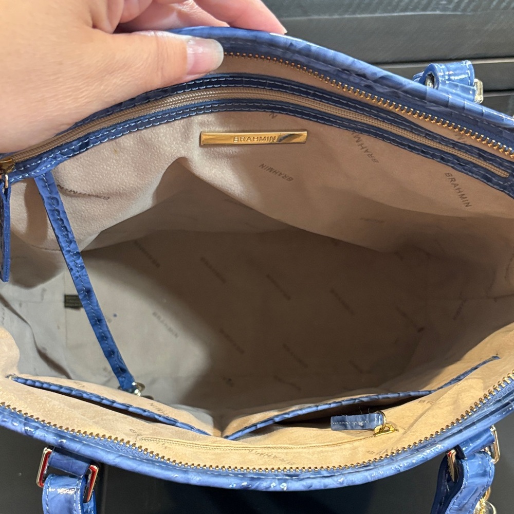Brahmin Blue Croc-Embossed Tote - Picture 8 of 11